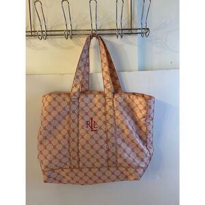 Ralph Lauren signature tote red pink 16.5x13
